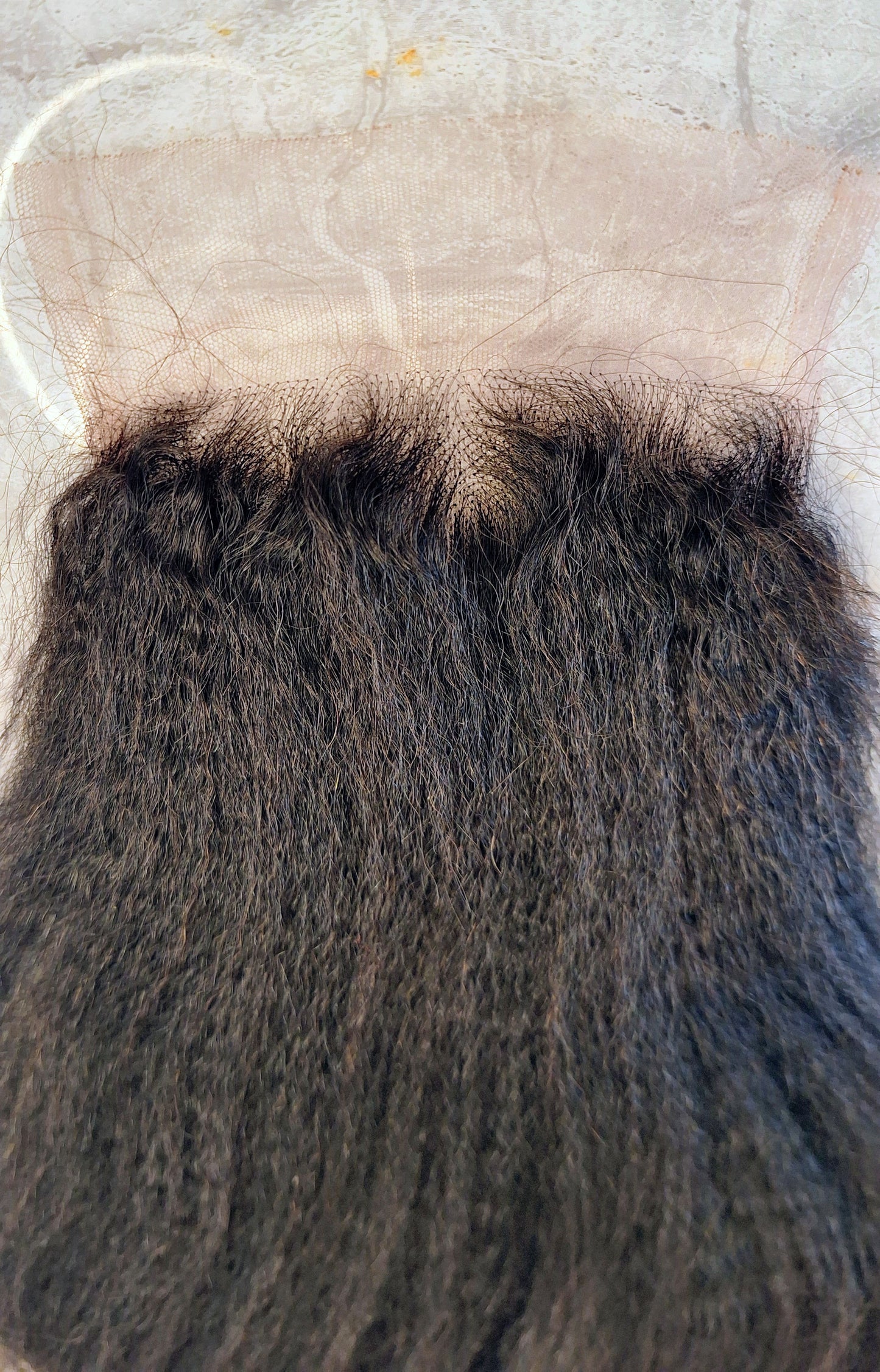 Kinky straigh clip-in lace unit -Natural color