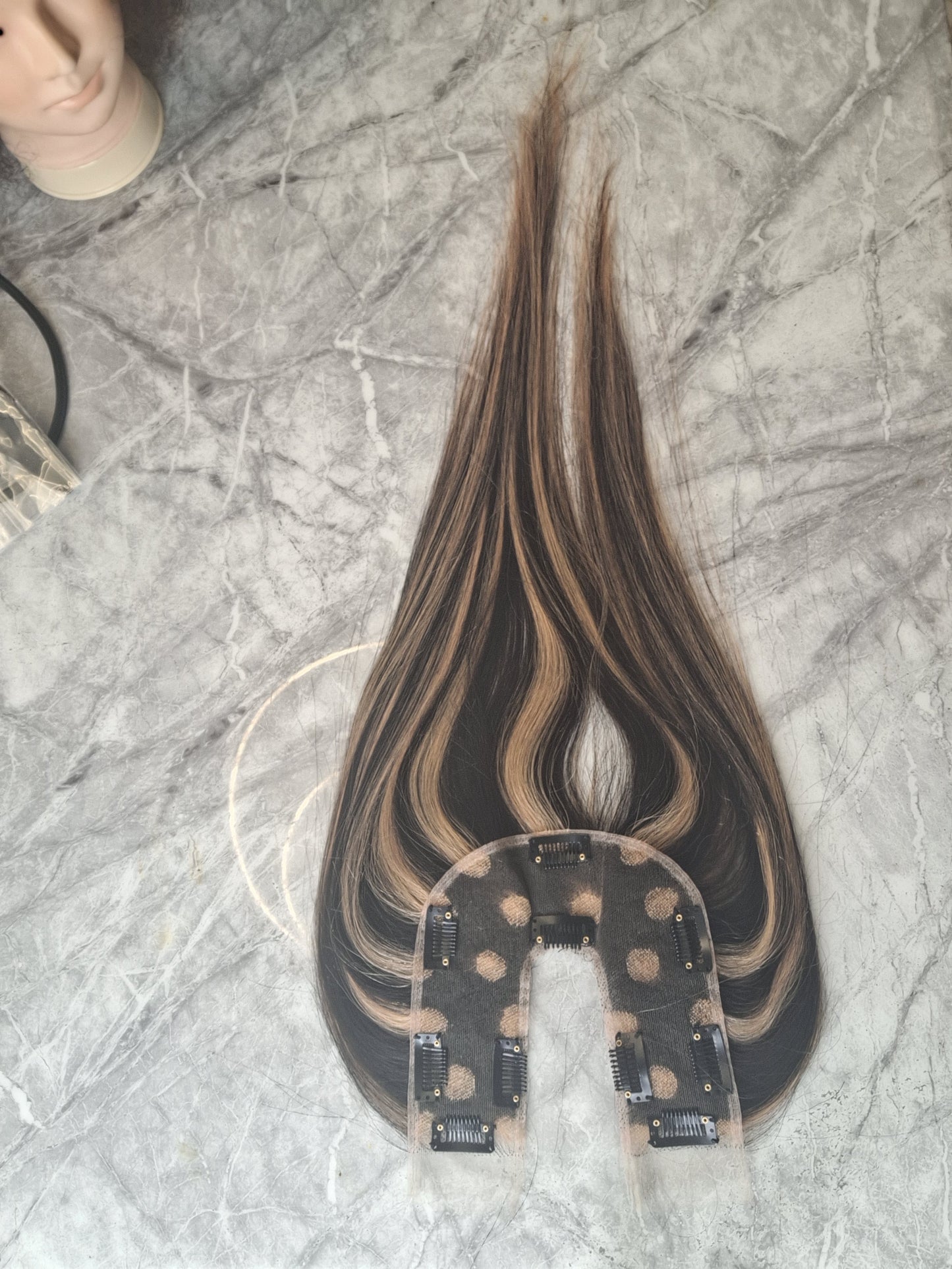 Straight U lace topper - Donor Hair color 1B/28