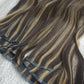 Piano bone straight Human hair seamless Clip in - color 2/22