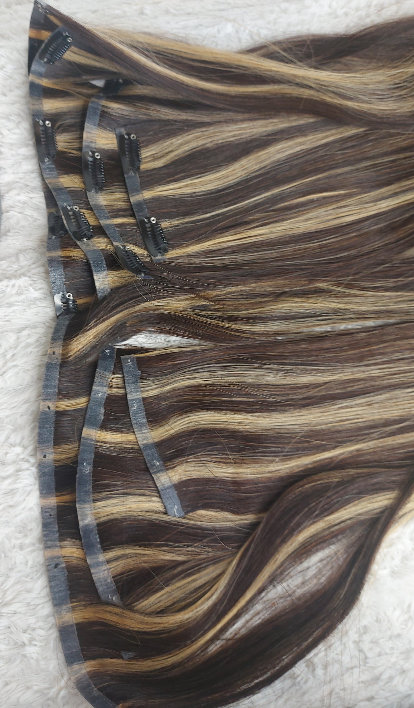 Piano bone straight Human hair seamless Clip in - color 2/22