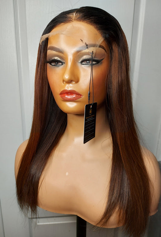 Ready to ship: Natural colour on honey brown ombre Wig