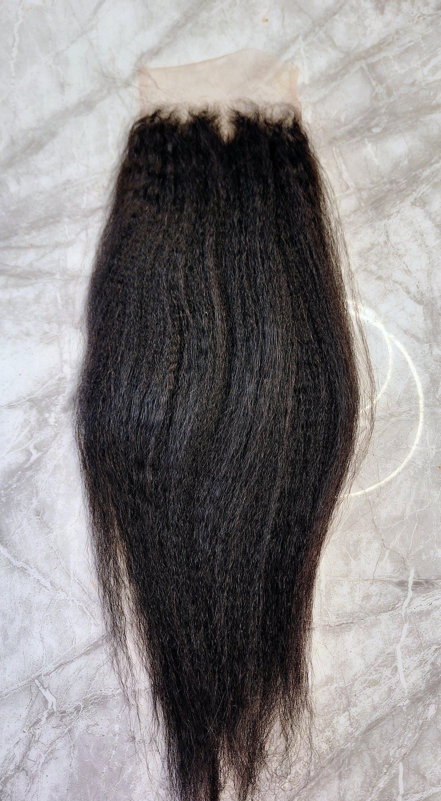 Kinky straigh clip-in lace unit -Natural color