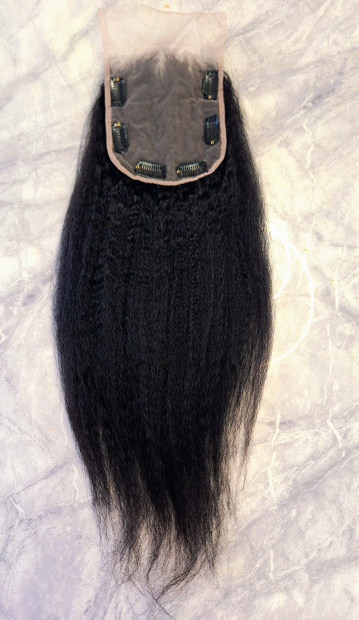 Kinky straigh clip-in lace unit -Natural color