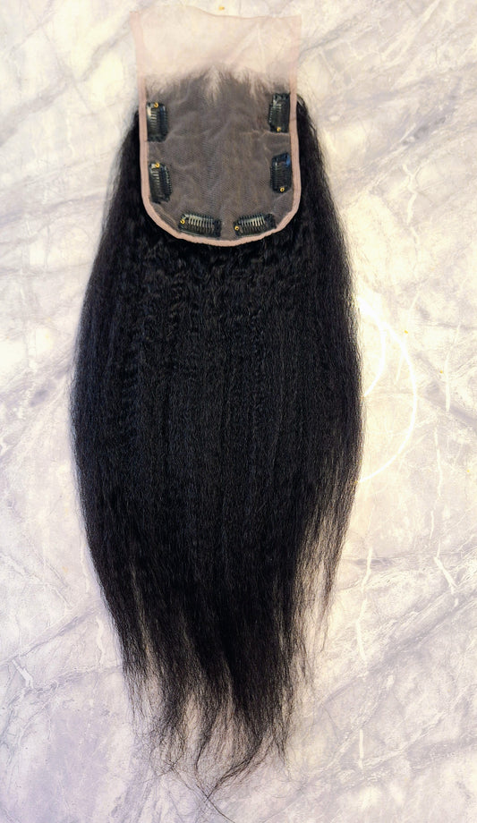 Kinky straigh clip-in lace unit -Natural color