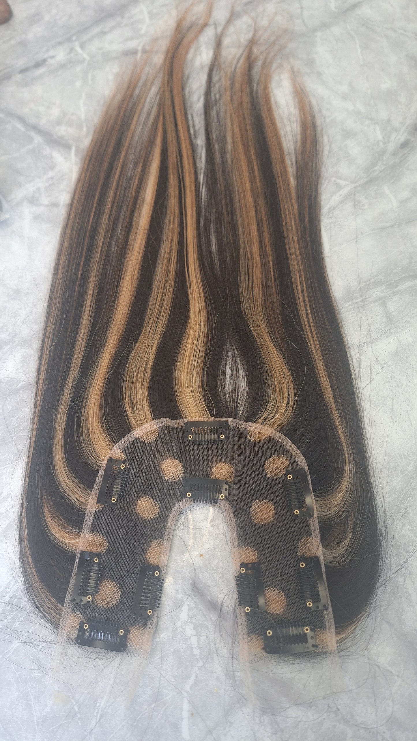 Straight U lace topper  - Donor Hair color 1B/28