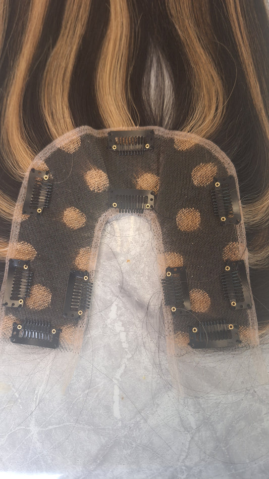 Straight U lace topper  - Donor Hair color 1B/28