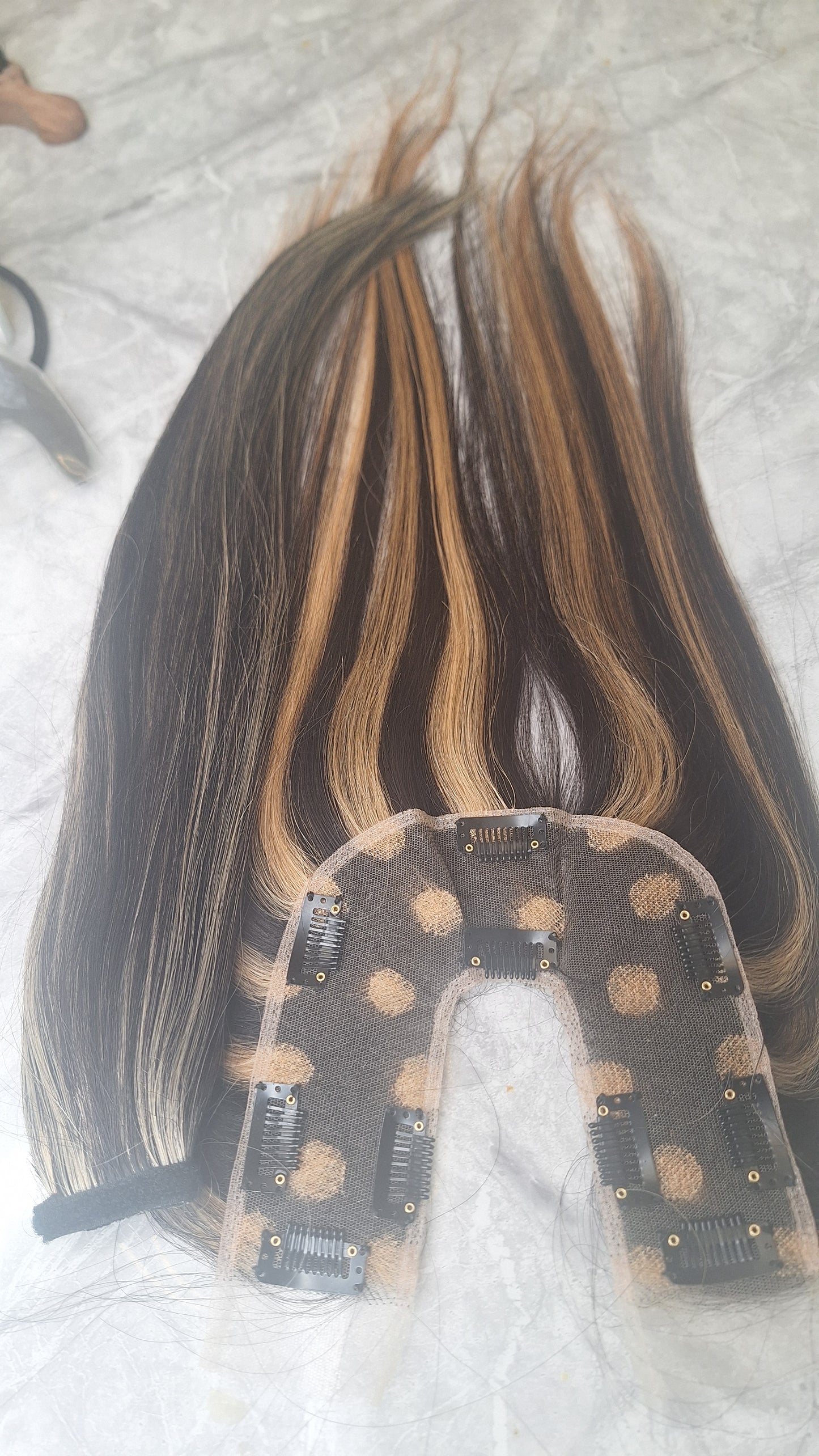 Straight U lace topper  - Donor Hair color 1B/28