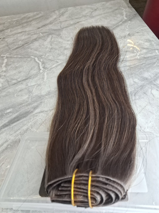 Injection clip in bone straight Human hair  - color 2/18
