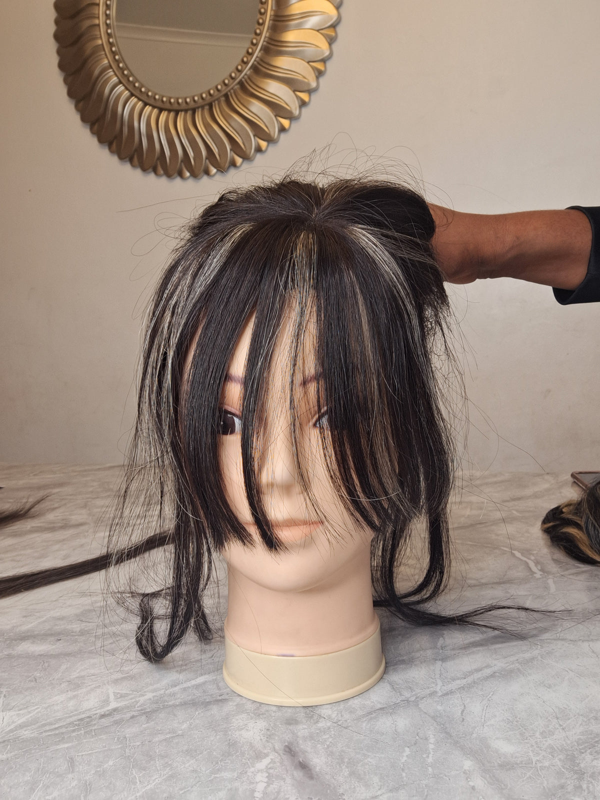 Straight Fringe topper  - Donor Hair color 1B/28