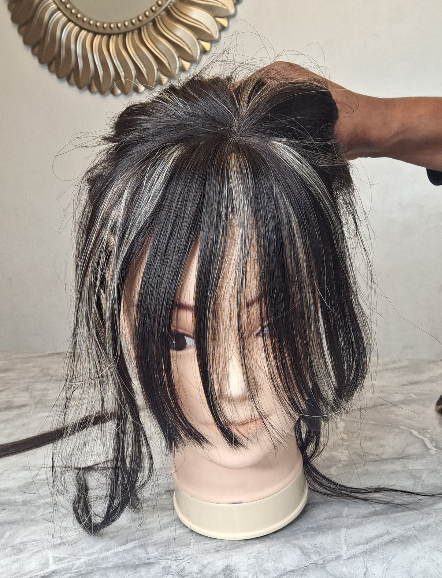 Straight Fringe topper  - Donor Hair color 1B/28