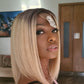 Natural black on platinum wig