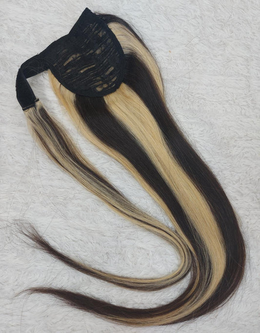 Half scalp Piano bone straight Human hair Pony Tail - color 2/22