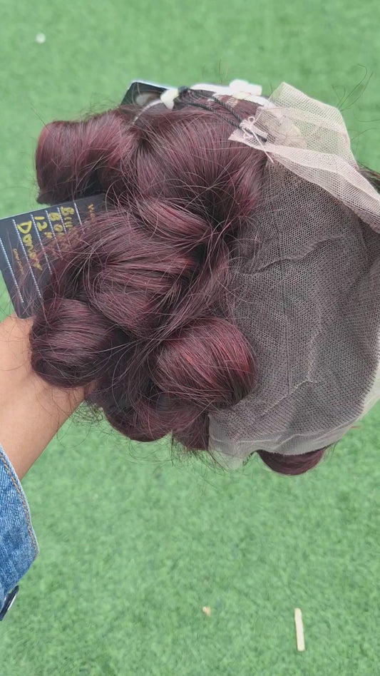 Burgundy bouncy lace unit