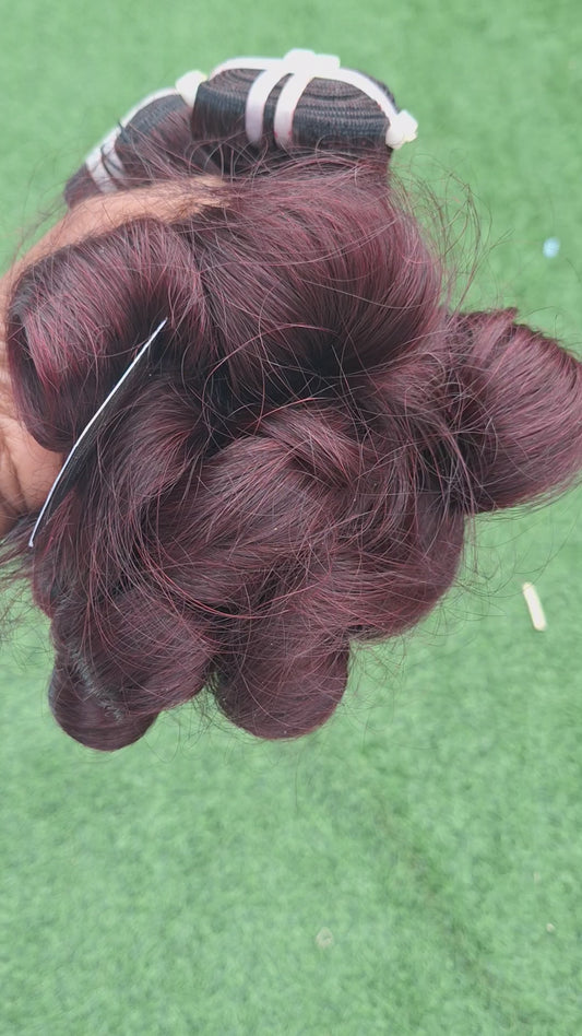 Burgundy Bouncy Donor hair bundle