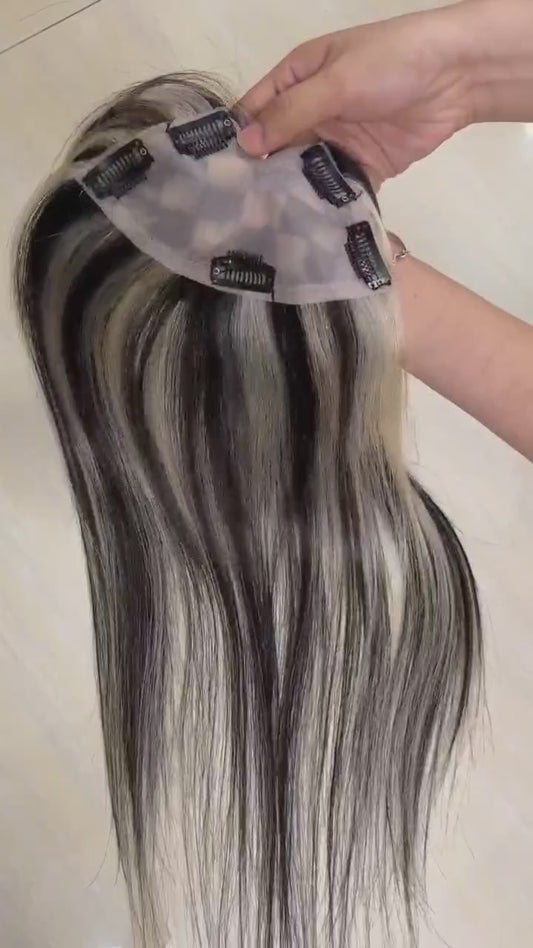 Straight side part topper  - Donor Hair color 1B/28