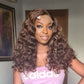 Ready to ship: Chocolate and brown piano closure Wig